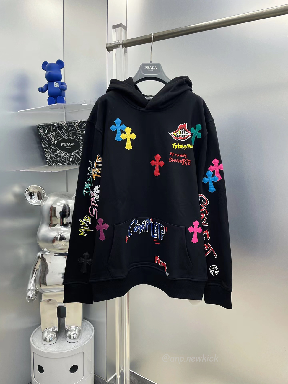 Chrome Hearts Multi Color Cross Hoodie Black White Gray (11) - newkick.app